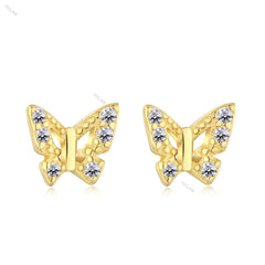 Aetolia Wholesale Minimalist Hypoallergenic Ohrringe 18K Gold Plated Earrings Zirconia Jewelry Butterfly Studs Earring for Women
