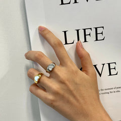 Aetolia adjustable Aetolia S925 silver trendy Stackable chunky finger anillo heart shell I love you rings jewelry gift for girls