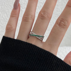 Aetolia Pink Emerald Love Interwoven Ring For Women High Quality 925 Sterling Silver Diamond Wedding Ring Hiphop Jewelry Gifts
