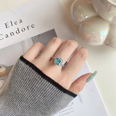 Aetolia Green Crystal S925 Sterling Jewelry Rhodium Plated Diamond Stackable Ring For Women Wedding Korean Style Wholesale Silver