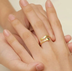 Aetolia Customized Stoned 18K Gold Plated Adjustable Ring S925 Sterling Silver Figt For MAMA Rings Jewelry Women Hollow Heart Sets