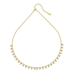 Aetolia Baguette Diamond 18K Gold Plated Necklace Zirconia Stone Classic Eternity Tennis Necklaces 925 Sterling Silver For Women