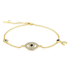 Aetolia Cubic Zirconia Blue Devil Eye Bracelet 925 Sterling Silver Jewelry 18K Gold Tennis Diamond Charm Bracelets Women
