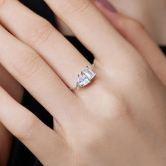 Aetolia 925 Silver Square Bead Heart Shape Zircon Green Emerald Ring Adjustable Chain 18K Gold Plated Link Chain Rings For Women