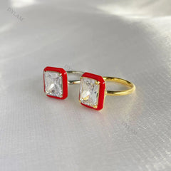 Aetolia High Quality Cubic Zirconia Ring Sterling Silver 925 Yellow Gold Color Zirconia cz Main Stone rings for Christmas Gift