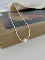 Aetolia Personalized Stylish new Design 925 Silver necklace Rhodium Plated Broken Beaded Shell Pearl Pendant Necklaces for Women