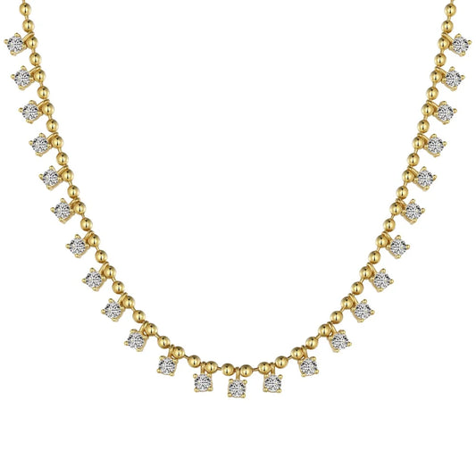 Aetolia Baguette Diamond 18K Gold Plated Necklace Zirconia Stone Classic Eternity Tennis Necklaces 925 Sterling Silver For Women