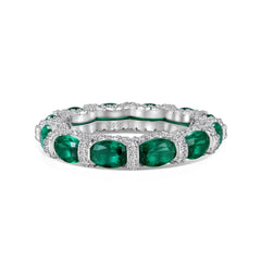 Aetolia Fine Jewelry S925 Sterling Silver Oval Cut Cubic Zirconia Ring Diamond Bridal Eternity Band Green Emerald Rings For Women