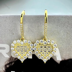 Aetolia Trending Heart Hoop CZ Huggies Aretes Pendientes Rhodium and Gold Plated Sterling Silver 925 Earrings