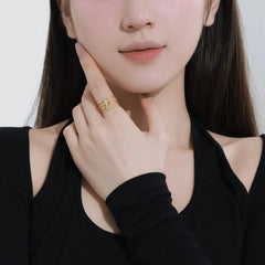 Aetolia Customization18K Gold Plated Ring Diamond Cz Cubic Zirconia Cross Multi-Layer Ring Retro S925 Silver Rings For Women