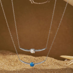 Aetolia Luxury Jewelry Sun Heart Shape 925 Sterling Silver Minimalist Dedicate Heart Chain Necklace With Opal Stone