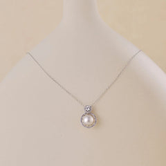 Aetolia New Arrived Princess Big Round Pendant S925 Sterling Silver Necklace Pearl Diamond 5A Cubic Zircon Necklaces For Women Girl Gift
