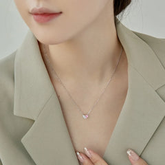 Aetolia Collar Bohemian Heart Shape 925 Sterling Silver Chain Pink Cubic Zirconia Love Necklace Pendant Choker Necklaces For Women