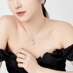 Aetolia Custom 925 Sterling Silver Pendant Chain Necklace Iced Out Round Baguette Shape Pink Cz Cubic Zirconia Necklaces For Women