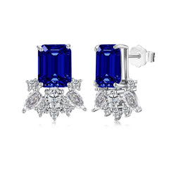 Aetolia Good Price Fine S925 Silver Cz Jewelry Set Pear Flower Shape Stud Earrings Pendant Necklaces Blue Sapphire Rings For Women