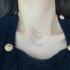 Aetolia trendy sterling silver smile shell pendant statement gold plated stackable necklaces chain women S925 necklace