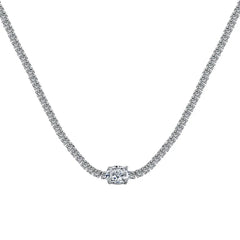 Aetolia Low Moq Vintage CZ Cubic Zirconia Pink Blue Square Heart Pendant 925 Sterling Silver Cuba Chain Link Tennis Necklaces For Women