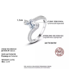 Aetolia 925 Sterling Silver 18K Gold Plated Rectangle Solitaire Multi Row CZ Diamond Engagement Wedding Ring SR0165