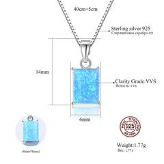 Aetolia 925 Sterling Silver Opal Necklace Rectangle Opal Pendant Necklace SN0142