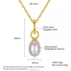 Aetolia 925 Sterling Silver Natural Freshwater Pearl Necklace Simple Double Circles Pendant Necklace FN0103