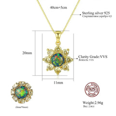 Aetolia 925 Sterling Silver Opal Necklace Luxury Flower Opal Pendant Necklace SN0274