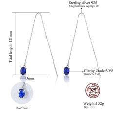 Aetolia 925 Sterling Silver 18K Gold Plated Oval Gemstones Long Line Tassel Dangle Earrings Chain SE0144