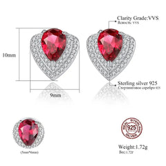 Aetolia 925 Sterling Silver 18K Gold Plated Pear Gemstone Heart Shaped Halo CZ Diamond Stud Earrings SE0360