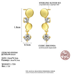 Aetolia 925 Sterling Silver 18K Gold Plated Round Disc Dangle Stud Earrings SE0264