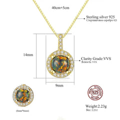 Aetolia 925 Sterling Silver Opal Necklace Round CZ Diamond Ball Opal Pendant Necklace SN0273