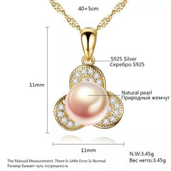 Aetolia 925 Sterling Silver Natural Freshwater Pearl Necklace Halo Flower Pendant Necklace FN0052