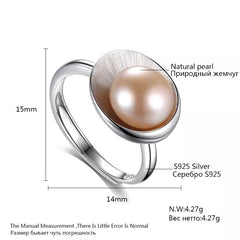 Aetolia 925 Sterling Silver Natural Freshwater Pearl Rings Shell Shaped Adjustable Open Ring FR0006