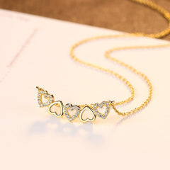 Aetolia 925 Sterling Silver 18K Gold Plated Heart to Heart Pendant Necklace SN0061