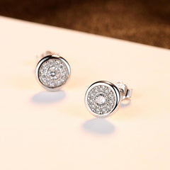 Aetolia 925 Sterling Silver 18K Gold Plated Round Halo Bezel Set Stud Earrings SE0066