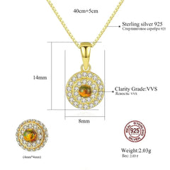 Aetolia 925 Sterling Silver Opal Necklace Round Double Layer Halo CZ Diamond Ball Opal Pendant Necklace SN0141