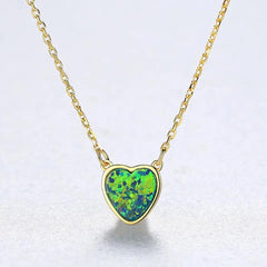 Aetolia 925 Sterling Silver Opal Necklace Bezel Set Heart Opal Pendant Necklace SN0299