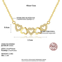 Aetolia 925 Sterling Silver 18K Gold Plated Heart to Heart Pendant Necklace SN0061