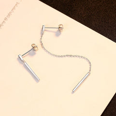 Aetolia 925 Sterling Silver 18K Gold Plated Asymmetric Long and Short Dangle Stud Earrings SE0074