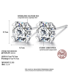 Aetolia 925 Sterling Silver 18K Gold Plated Heart 4 Prongs Round Solitaire Stud Earrings SE0101
