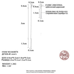 Aetolia 925 Sterling Silver 18K Gold Plated Asymmetric Long and Short Dangle Stud Earrings SE0074