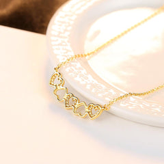 Aetolia 925 Sterling Silver 18K Gold Plated Heart to Heart Pendant Necklace SN0061