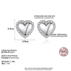 Aetolia 925 Sterling Silver 18K Gold Plated Solid Heart Halo CZ Diamond Stud Earrings SE0251