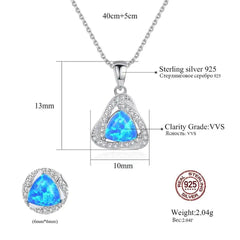 Aetolia 925 Sterling Silver Opal Necklace CZ Diamond Triangle Opal Pendant Necklace SN0283