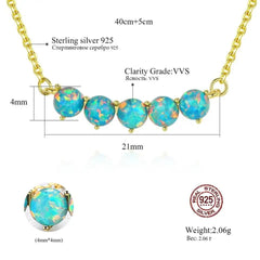 Aetolia 925 Sterling Silver Opal Necklace 5 Balls Opal Pendant Necklace SN0272
