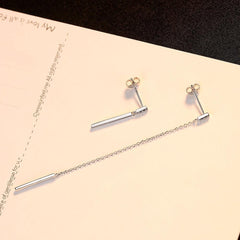 Aetolia 925 Sterling Silver 18K Gold Plated Asymmetric Long and Short Dangle Stud Earrings SE0074