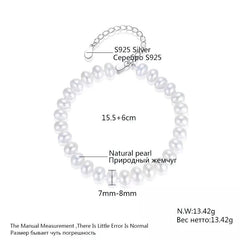 Aetolia 925 Sterling Silver Natural Freshwater Pearl Bracelet Bead Bangle Adjustable Chain Bracelet FB0011