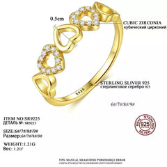 Aetolia 925 Sterling Silver 18K Gold Plated Unique Hollow Out Heart CZ Diamond Ring SR9225