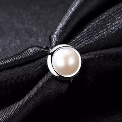 Aetolia 925 Sterling Silver Natural Freshwater Pearl Rings Geometric Round Adjustable Open Ring FR0009