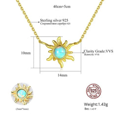 Aetolia 925 Sterling Silver Opal Necklace Sun Opal Pendant Necklace SN0371