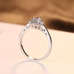 Aetolia 925 Sterling Silver 18K Gold Plated Flower Shaped Mounting Mini CZ Diamond Ring SR0062