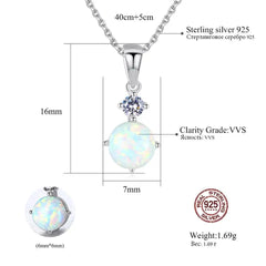 Aetolia 925 Sterling Silver Opal Necklace Lucky Birth Stone Opal Pendant Necklace SN0271
